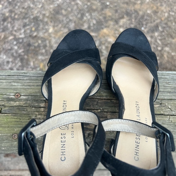 CHINESE LAUNDRY Chunky PLATFORM HEEL Open Toe Shoes Sz 6 1/2 - Picture 8 of 10